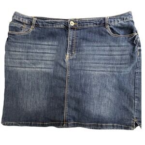 CJ Banks Womens Plus Size 22W Blue Denim Skort Medium Wash Built-in Shorts Slits